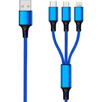 2GO 797151, 1,5 m, USB B, USB C/Micro-USB B/Lightning, Schwarz, Blau
