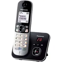 Panasonic KX-TG6821, DECT-Telefon, Kabelloses Mobilteil, Freisprecheinrichtung, 100 Eintragungen, Anrufer-Identifikation, Schwarz