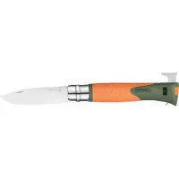 Opinel No. 12 Explore 002454 Orange, Bushcraft-Taschenmesser mit Zeckenzange