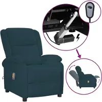 vidaXL Elektrischer Massagesessel Blau Samt