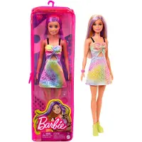 Barbie Fashionistas Puppe im Freizeitkleid, violette Strähnen, für Kinder von 3 bis 8 Jahren