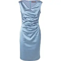 Vera Mont Etuikleid "Etuikleid mit Raffung", Damen, Gr. 36, EURO, blau (bluish grau), 96% Polyester PES. 4% Elasthan EL., Kleider Etuikleid