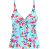 Sunseeker Bügel-Tankini-Top "Modern", Damen, Gr. 42, Cup C, blau (hellblau, bedruckt), Polyamid, bedruckt, floral, Bikini-Oberteile Bügel-Tankini-Top, mit Blumendruck