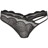 LASCANA String "Kira", Damen, Gr. 48/50, schwarz, Microtouch, Obermaterial: 88% Polyamid, 12% Elasthan, figurbetont, Unterhosen String, mit recyceltem Polyamid in der Spitze