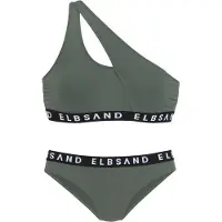 Elbsand Bustier-Bikini , Damen, Gr. 38, Cup A/B, grün (oliv), Microfaser, unifarben mit Farbeinsatz, Bikini-Sets Bustier-Bikini, mit Markenschriftzügen in Kontrastfarbe