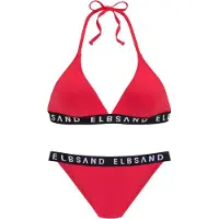 Elbsand Triangel-Bikini , Damen, Gr. 42, Cup C/D, rot, Microfaser, unifarben mit Farbeinsatz, Bikini-Sets Triangel-Bikini, mit Markenschriftzügen in Kontrastfarbe, Topseller