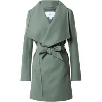 Vila Kurzmantel "VICOOLEY COLLAR BELT COAT - NOOS", Damen, Gr. 36, grün (laurel wreath), Web, Obermaterial: 100% Polyester, unifarben, regular fit kniefrei, V-Ausschnitt, Mäntel Kurzmantel