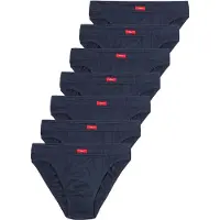 s.Oliver Slip "Herren Unterhose", Herren, Gr. S, 7 Stk., Jersey, blau (navy), Jersey, Obermaterial: 100% Baumwolle, unifarben, körpernah, Unterhosen Slip, Wochenration in einer Dose
