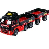 Cavallino Toys Mammoet LKW Spielzeug mit Anhänger Maßstab 1:16 rot schwarz