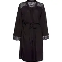 LASCANA Kimono , Damen, Gr. 40/42, schwarz, Viskose, unifarben, Kurzform, Hausmäntel Kimono, mit Spitzeneinsätzen
