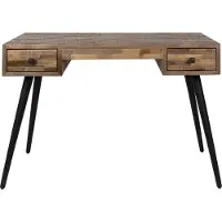 White Label Leo Schreibtisch 113x55,5 cm Teakholz Braun