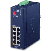Planet IP30 Industrial 4-port, 10,100,1000 Mbit/s, IEEE 802.3, IEEE 802.3ab, IEEE 802.3at, IEEE 802.3bt, IEEE 802.3u, Blau, Metall, IP30, FCC Part 15 Class A, CE