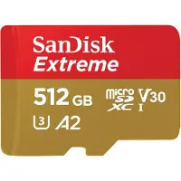SanDisk Extreme, 512 GB, MicroSDHC, Klasse 10, UHS-I, 190 MB/s, 130 MB/s