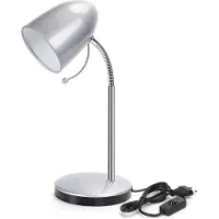 Aigostar Leselampe Retro Schreibtischlampe Tischlampe Arbeitsplatzlampe Nachttischleuchte mit Gelenk-Arm aus Metall, Silber []