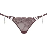LASCANA String , Damen, Gr. 40/42, rot (weinrot), Microtouch, Obermaterial: 88% Polyamid, 12% Elasthan, figurbetont, Unterhosen String, mit extravaganten Glitzeraccessoires