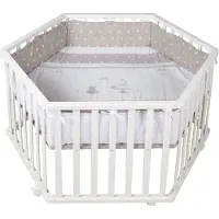 Roba Hexagon Laufgitter mit Rollen & Schutzeinlage, Indian Bears White