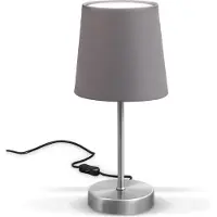 B.K.Licht Tischleuchte, grau (grau, nickelfarben), 1, Ø 10cm H: 30,8cm, Leuchten, Tischlampe, Stoff, Nachttisch-Leuchte, Wohnzimmerlampe, E14, grau, Tischleuchte