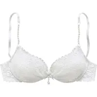 LASCANA Push-up-BH , Damen, Gr. 75, Cup D, weiß, Microtouch, Obermaterial: 60% Polyamid, 35% Polyester, 5% Elasthan, BHs Push-up-BH, mit einzigartigen Kunstperlen-Details, sexy Dessous