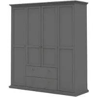 Ebuy24 Venedig Kleiderschrank 4 Türen und 2 Schubladen matt grau.