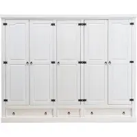 Ebuy24 New Mexico Kleiderschrank 5-Trg. mit 3 Schubladen Breite 244 cm, Höhe 195 cm weiss/Wachs.