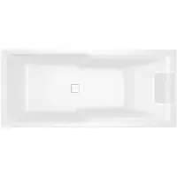 Riho Stiell Shower Rechteck-Badewanne, mit Fall, Einbau, mit Ab- und Überlaufgarnitur, 2-Sitzer, weiß, B103014005, Ausführung: 180x80x50cm, Kopfkissen+Licht rechts