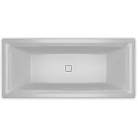 Riho Stiell Square Rechteck-Badewanne, mit Fall, Einbau, mit Ab- und Überlaufgarnitur, 2-Sitzer, weiß, B099032005, Ausführung: 180x80x50cm, ohne Kopfkissen/Licht