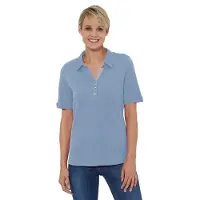 Casual Looks Poloshirt "Poloshirt", Damen, Gr. 36, blau (bleu), 50% Baumwolle, 50% Modal, unifarben, ohne Ausschnitt, Shirts Poloshirt