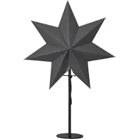 Star Trading Papierstern-Tischleuchte ,Mixa' , strombetrieben , E14 Fassung , Metallfuß , dunkles Grau , H 50cm