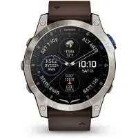 Garmin - 010-02582-55 - D2 Mach 1 - Smartwatch mit braunem Oxford-Lederarmband und zusaetzlichem Silikonarmband schwarz