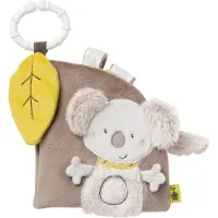 Fehn Greifspielzeug "Australia, Stoffbuch", grau (grau, gelb), Greifspielzeug, KinderB:14cm H:15cm, Greifspielzeug, mit Ring zur Befestigung an Kinderwagen, Babyschale oder Bett, B:14cm H:15cm