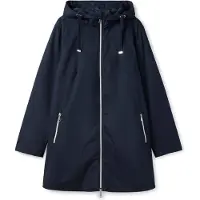 Sheego Langjacke "Outdoorjacke Kapuzenjacke in A-Linie", Damen, Gr. 58, nachtblau, Sportlich, Jacken Langjacke