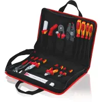 Knipex Werkzeugtasche Kompakt Elektro, Schwarz, Rot, Polyester, 8 Taschen, 410 mm, 290 mm, 60 mm