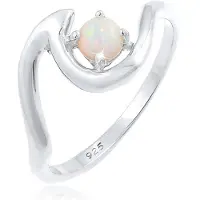 Elli Silberring "Ring Wellen Synthetischer Opal Weiß 925 Sterling Silber" Gr. 58, silber, Fingerringe, Damen, 58, Silber 925 (Sterlingsilber), Silberring
