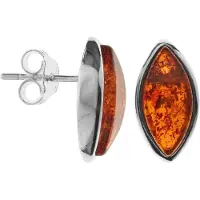 Ostsee-Schmuck Paar Ohrstecker "- Classic 13x6 - Silber 925/000 - Bernstein" Gr. 15, silber (silber 925, silberfarben, weiß), Ohrringe, Damen, 15, Silber 925 (Sterlingsilber), Paar Ohrstecker