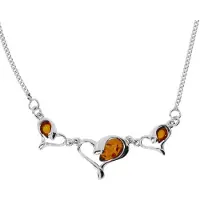 Ostsee-Schmuck Collier - Herz - Silber 925/000 - Bernstein Silber