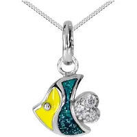 Ostsee-Schmuck Kette mit Anhänger "- kleiner Fisch - Silber 925/000 - Zirkonia" Gr. 40, bunt (mehrfarbig), Schmuck_Sets, Damen, 40, Silber 925 (Sterlingsilber), Kette mit Anhänger