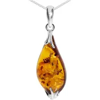 Ostsee-Schmuck Kette mit Anhänger - Stella - Silber 925/000 - Bernstein Weiß