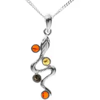 Ostsee-Schmuck Kette mit Anhänger "- Schlange - Silber 925/000 - Bernstein" Gr. 42, silber (silber 925, silberfarben, weiß), Schmuck_Sets, Damen, 42, Silber 925 (Sterlingsilber), Kette mit Anhänger