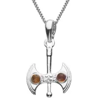 Ostsee-Schmuck Kette mit Anhänger "- Doppelaxt - Silber 925/000 - Bernstein" Gr. 42, silber (silber 925, silberfarben, weiß), Schmuck_Sets, Damen, 42, Silber 925 (Sterlingsilber), Kette mit Anhänger