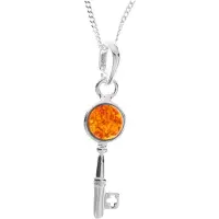 Ostsee-Schmuck Kette mit Anhänger - Schlüssel - Silber 925/000 - Bernstein Silber