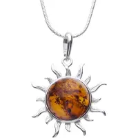 Ostsee-Schmuck Kette mit Anhänger "Kette mit Anhänger Sonne 30 mm" Gr. 42, silber (weiß, neutral), Halsketten, Damen, 42cm, Silber 925 (Sterlingsilber), L: 42, Kette mit Anhänger
