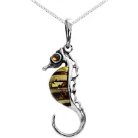 Ostsee-Schmuck Kette mit Anhänger "Kette mit Anhänger Seepferdchen" Gr. 42, silber (weiß, neutral), Halsketten, Damen, 42cm, Silber 925 (Sterlingsilber), L: 42, Kette mit Anhänger