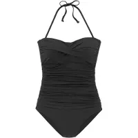 LASCANA Badeanzug , Damen, Gr. 44, Cup C, schwarz, Microfaser, Polyamid, unifarben, Badeanzüge Badeanzug, in Bandeau-Optik