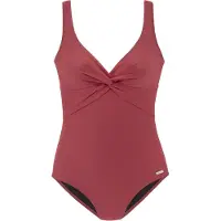LASCANA Badeanzug , Damen, Gr. 40, Cup C, rot (rostrot), Polyamid, unifarben, Badeanzüge Badeanzug, mit Shaping-Einsatz vorn, eingearbeitete Softcups, mit Raffungen