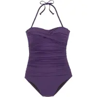 LASCANA Badeanzug , Damen, Gr. 40, Cup C, lila (aubergine), Microfaser, Polyamid, unifarben, Badeanzüge Badeanzug, in Bandeau-Optik