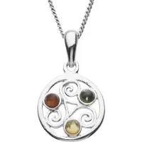 Ostsee-Schmuck Kette mit Anhänger - Keltische Fibel - Silber 925/000 - Bernstein Weiß