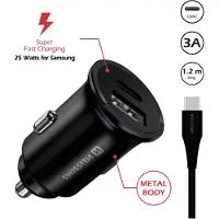 Swissten Adaptér do auta 35W, 2 porty, USB-C, USB-A, kabel USB-C, Samsung Super fast charging