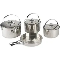 Tatonka Family Cook Set L, 4-teilig, Camping-Kochgeschirr aus Edelstahl