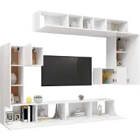 DKD Home Decor 8-tlg. TV-Schrank-Set Weiß Holzwerkstoff