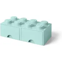 LEGO Stein mit 8 Noppen und Schubfächern in Aquamarinblau
